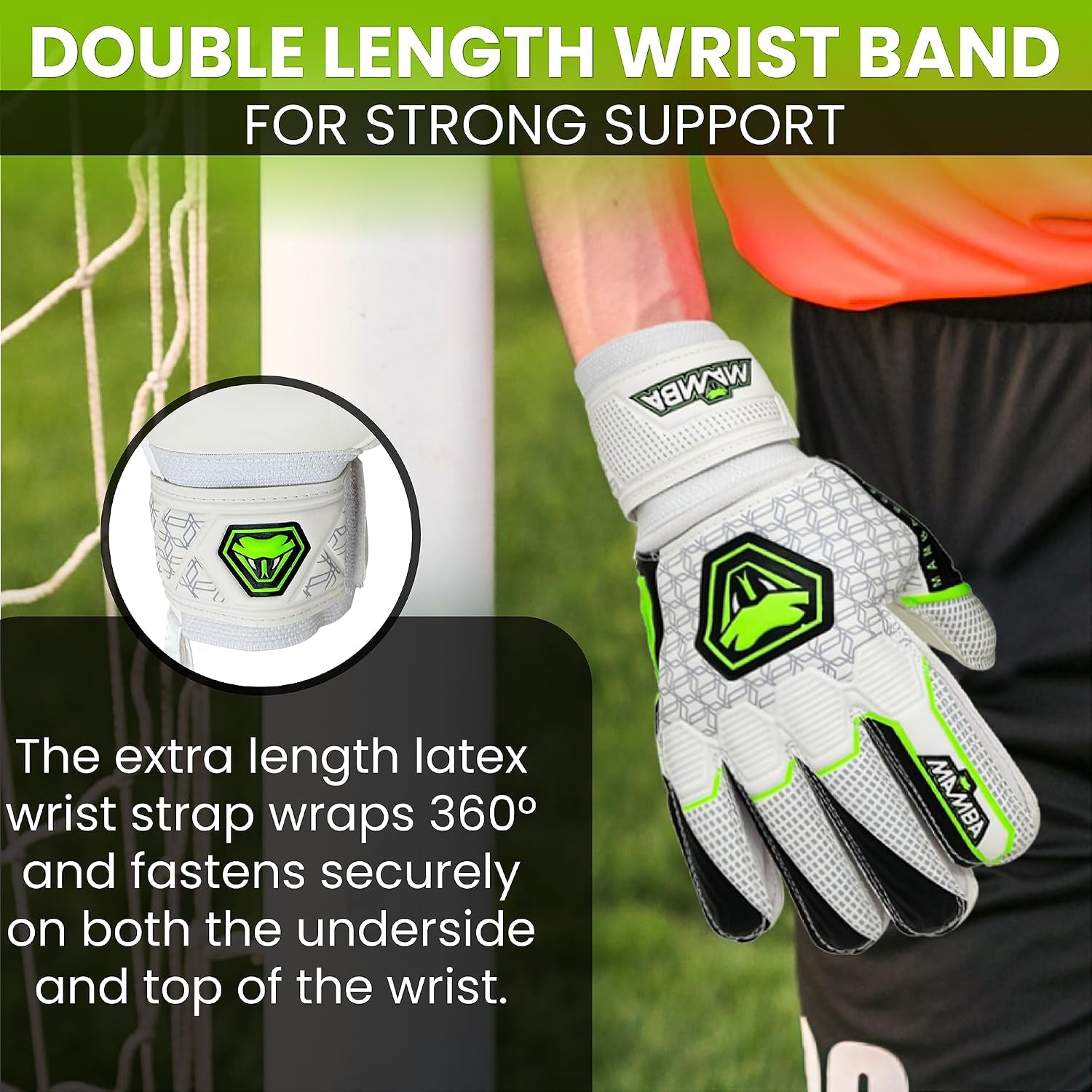 Reflex Goalkeeper Gloves | Youth/Adult | Quality Latex Palm & Back Hand | Removable Finger Spine Protection & Double Length Latex Wristband | Standout Design