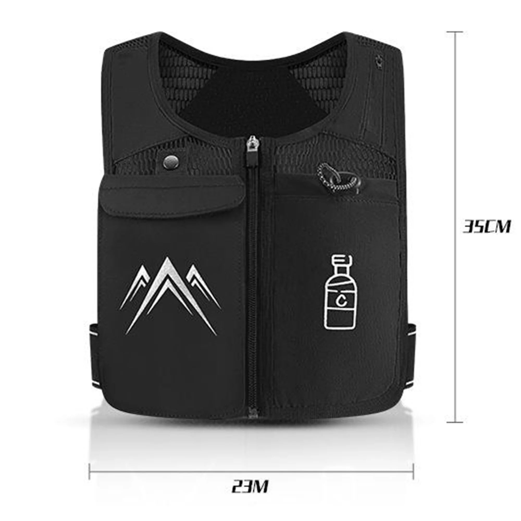 Running Vest, Zip Reflective Running Vests with 500Ml Hydration Bottle, Adjustable Waistband &amp; Breathable Material, Chest Pack Gear Phone Holder for Running, Men &amp; Women