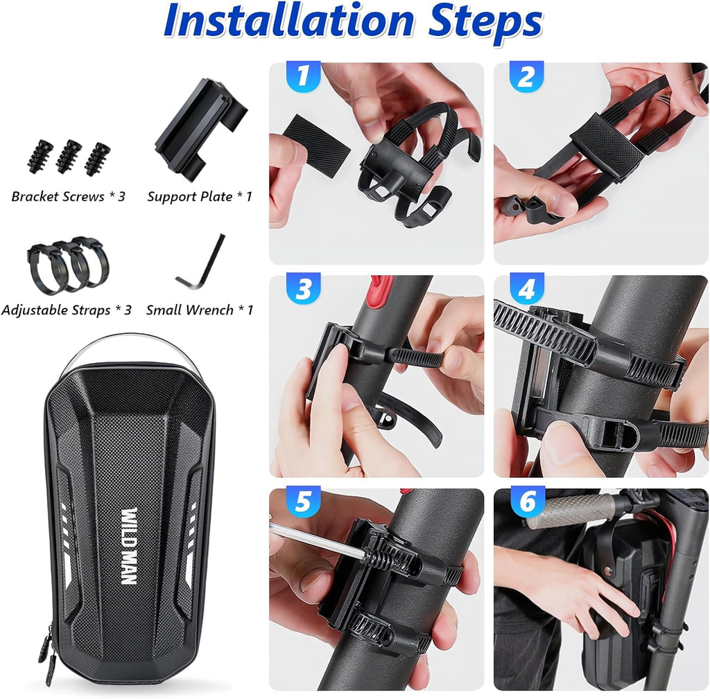 Scooter Storage Bag, 2L Large Capacity Scooter Handlebar Bag, EVA Handlebar Waterproof Front Bag for Carrying Phone, Wallet, Repair Tools, Charger Tools