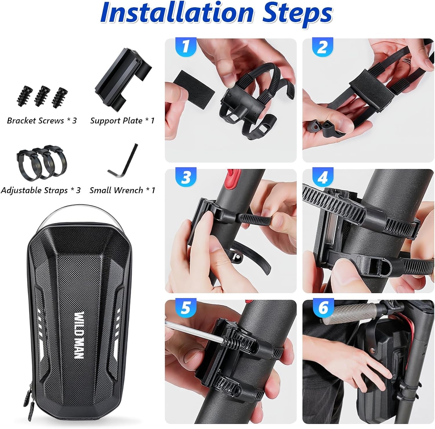 Scooter Storage Bag, 2L Large Capacity Scooter Handlebar Bag, EVA Handlebar Waterproof Front Bag for Carrying Phone, Wallet, Repair Tools, Charger Tools