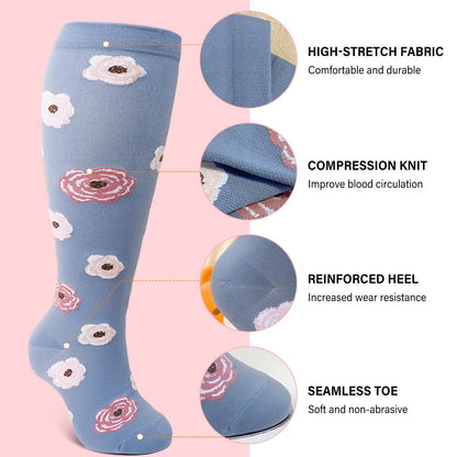 plus Size Compression Socks for Women &amp; Men Circulation (2 Pairs) – Graduated Support Socks for Running and Athletic Sports