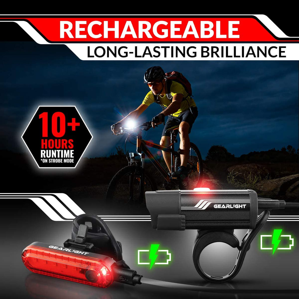 Bike Lights for Night Riding, USB Rechargeable Front and Back Lights, LED Bicycle Headlight and Tail Light Set, Water Resistant Bike Lights Rechargeable for Mountain Bikes, Kids Bike Light, MTB Light