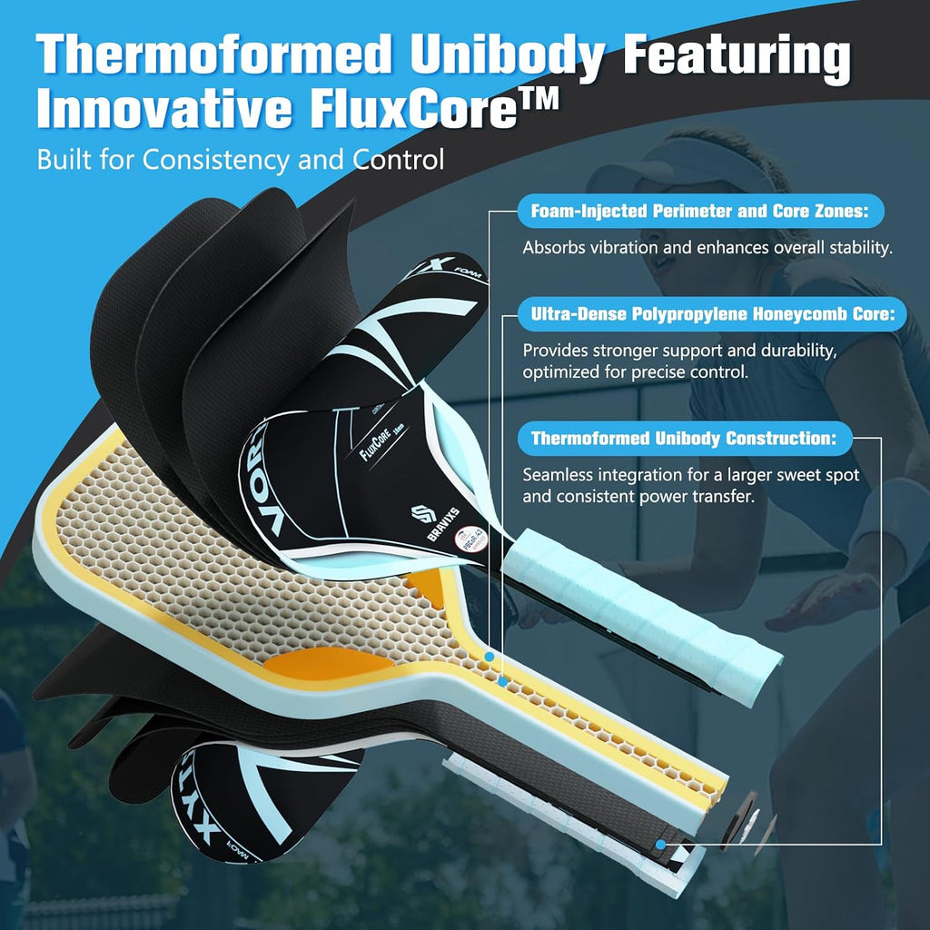 Vortyx Pickleball Paddle, Next-Gen Thermoformed Unibody, Raw Toray T700 Carbon Fiber Friction Surface, 16Mm Fluxcore (4Th Gen Core), USA Pickleball Approved (USAPA), Professional Performance