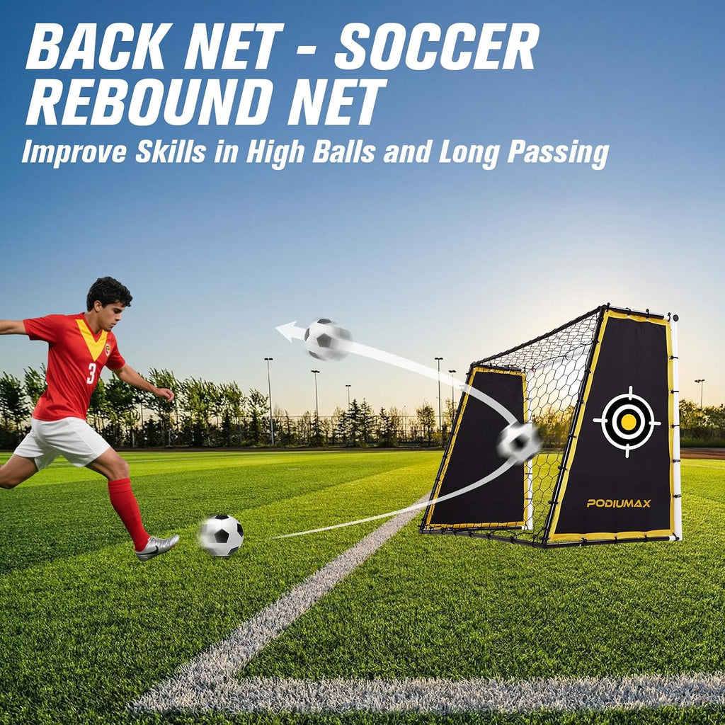 4-In-1 Soccer Goal & Rebounder Net for Training,7X5Ft Rebound | Stable Heavy Duty Frame,Tear-Resistant Net for Hard Shots, Goal & Rebounder for All Ages, Soccer Goals for Backyard