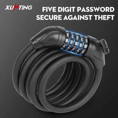 Xunting 54Cm/78Cm/110Cm Bike Lock Electric Password Steel Wire Cable Lock Combination for Anti-Theft Lockscycling Accessories