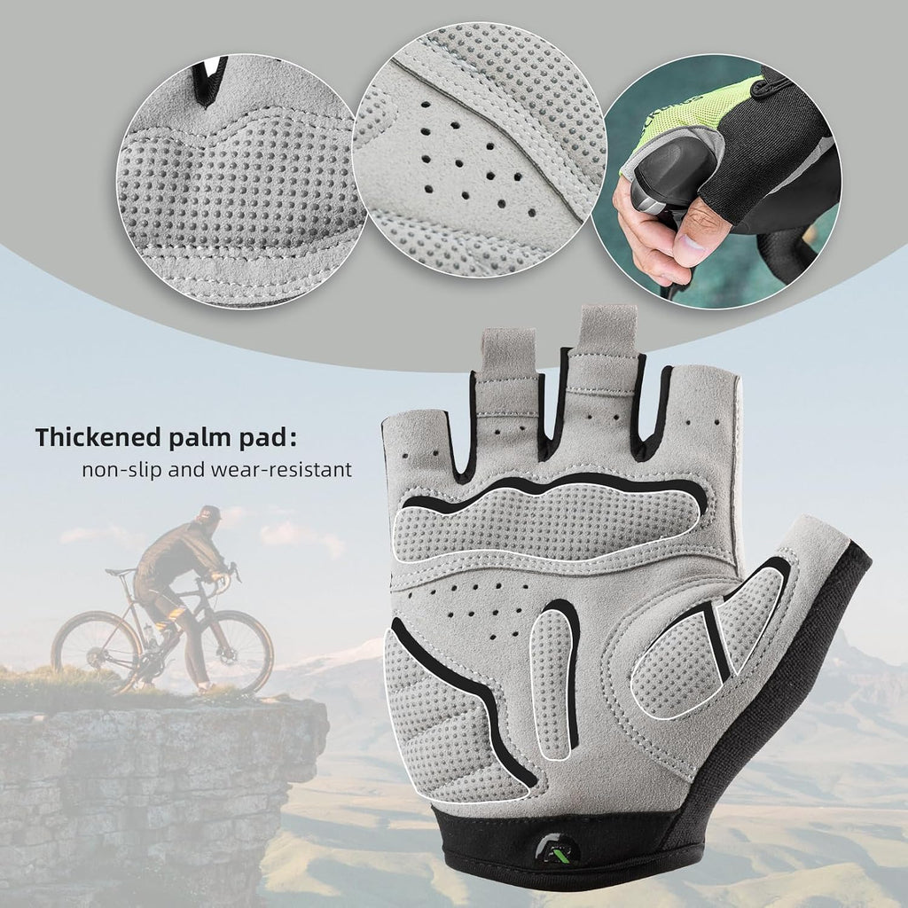 Bike Gloves MTB Road Cycling Gloves SBR Anti-Slip Breathable | Foam & Lycra Mesh, Silicone Grip & Shock-Absorb for Men Women, Reduces Fatigue, for Commuting, Driving, Exercising, Running