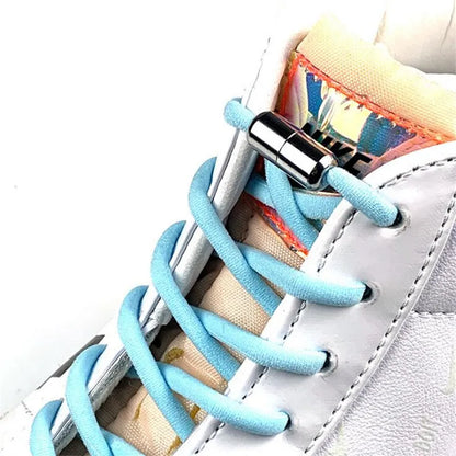 New Version Elastic No Tie Shoelaces Metal Lock Shoe Laces for Kids Adult Sneakers Quick Shoelaces Semicircle Shoestrings