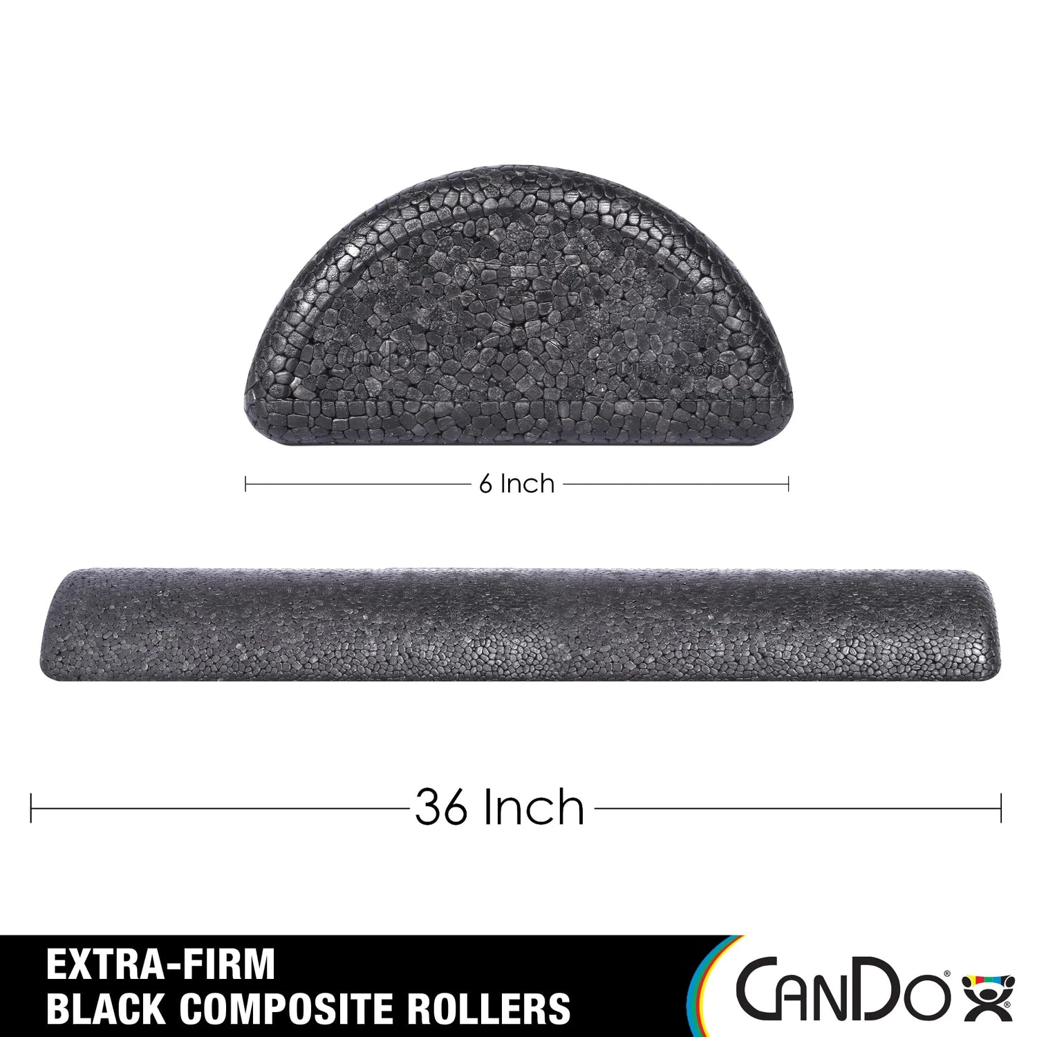 Cando Foam Rolls, Half-Round, 6"X36", Black, 1 Pack