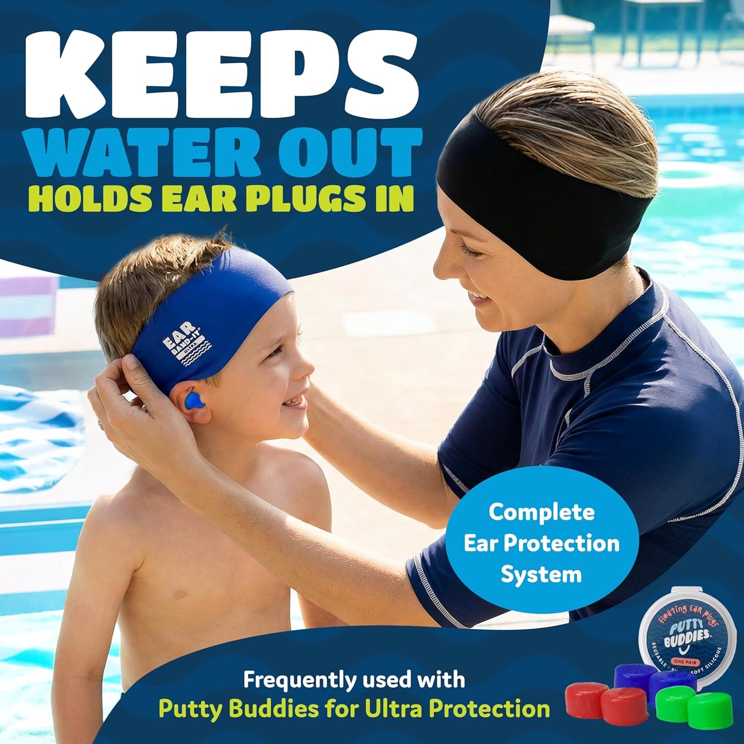 Earvolution  Ultra Swimming Headband for Kids and Adults - Invented by Ear, Nose, and Throat Physician - Custom Anti-Slip Grip Neoprene Maximizes Protection, 13 Color Options, 3 Sizes