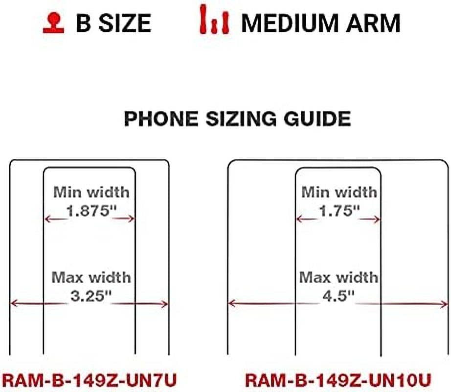X-Grip Large Motorcycle Phone Mount with Handlebar U-Bolt Base, Medium Arm, Universal Bike &amp; ATV Smartphone Holder RAM-B-149Z-UN10U