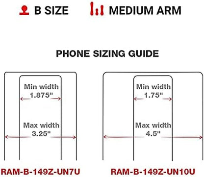 X-Grip Large Motorcycle Phone Mount with Handlebar U-Bolt Base, Medium Arm, Universal Bike &amp; ATV Smartphone Holder RAM-B-149Z-UN10U
