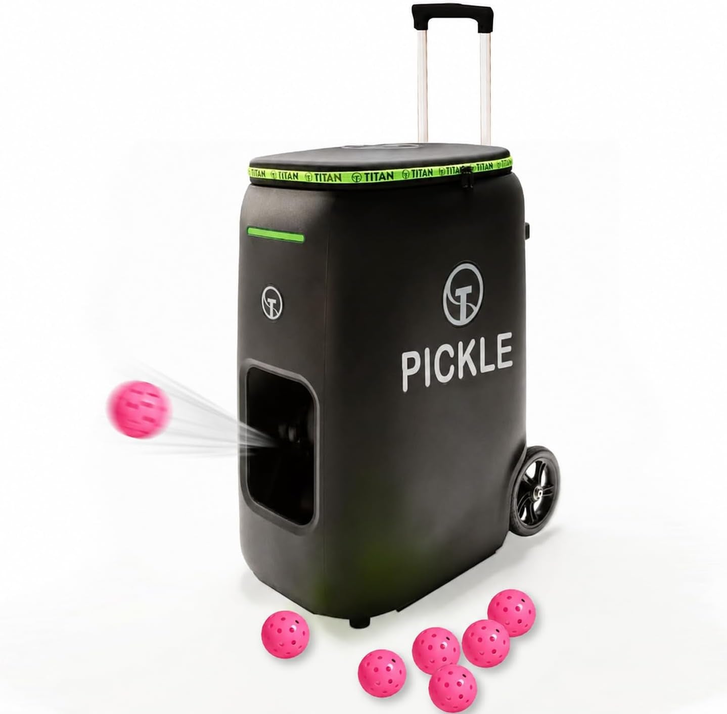 Titan ONE Pickleball Machine with Internal Oscillation & Free App | for Coaches, Clubs & Solo Practice, 85 to 240 Ball Capacity, Portable with Trolley Handle