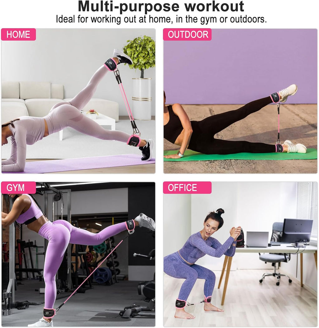 Ankle Resistance Bands with Cuffs: Women Ankle Strap Band for Working Out - Ankle Resistance Bands for Glutes Hip & Leg Butt Training Workout Exercise Equipment