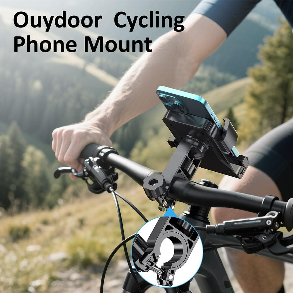 Bike Phone Holder, Handlebar Phone Mount for Bike and Motorcycle, Electric Scooter Mountain Bike, Adjustable Cell Phone Holder,Secure Holder for 4.7-6.8 Inch All Cell Phones