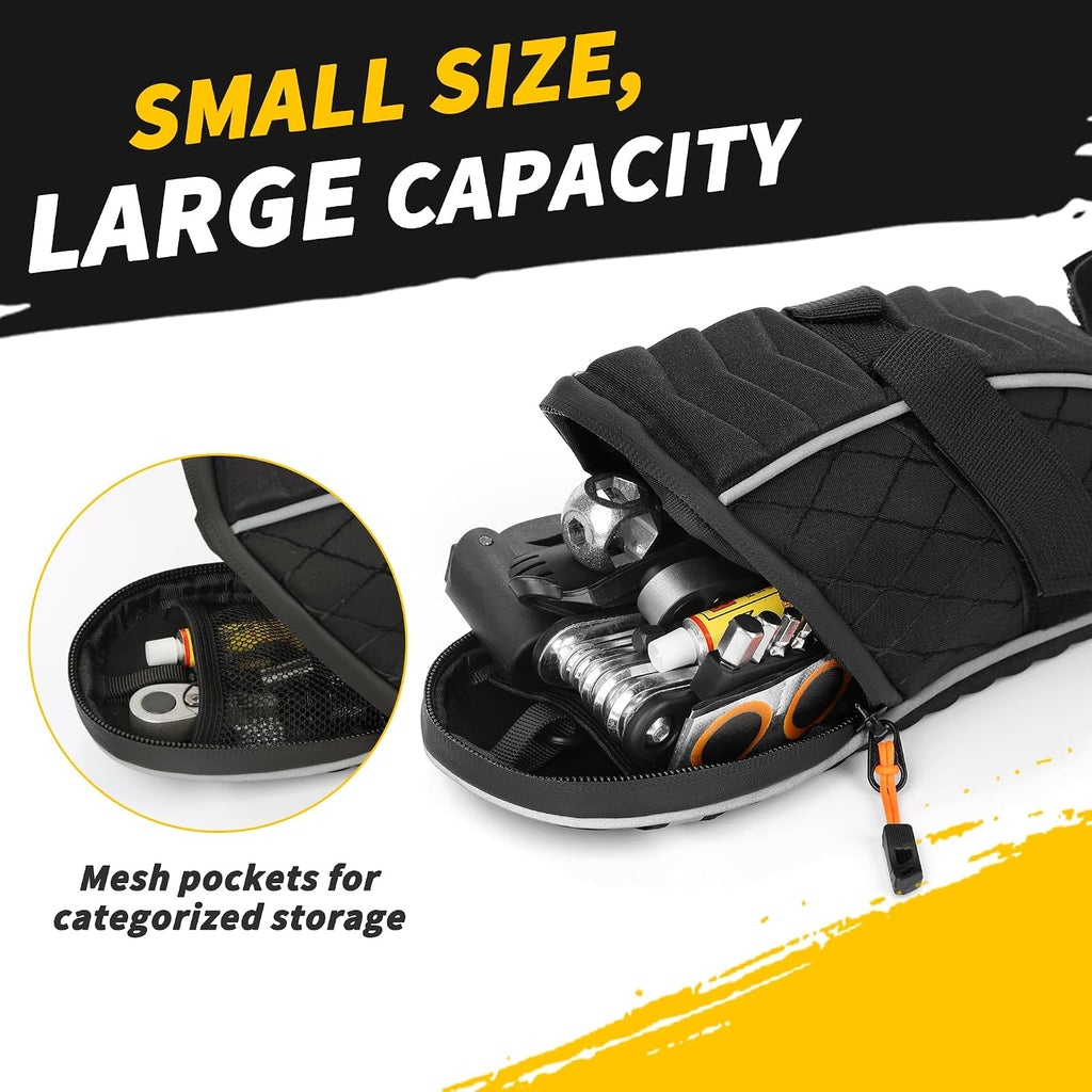 Bike Bag,Bicycle Saddle Bag,Under Seat 3D Shell Cycling Seat Bag for Mountain Road Bikes with Waterproof Zippers Black
