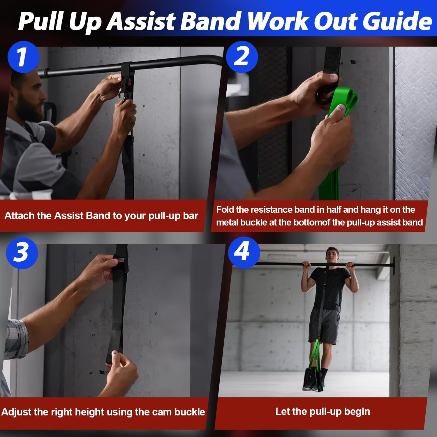 Rubber Resistance Bands ，Muit Leves Exercise Bands with Door Anchor,Pull up Assistance Bands for Men and Women- Strength Bands for Fitness Training, Physical Therapy,Home Gym Workouts