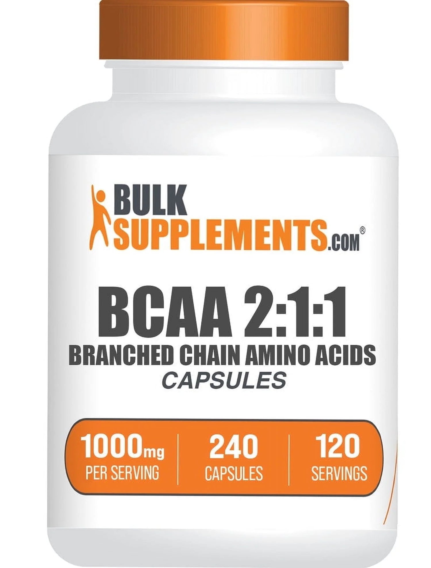 Bulksupplements BCAA 2:1:1 Capsules, Dietary Supplement, Muscle Growth &amp; Recovery, 240 Capsules