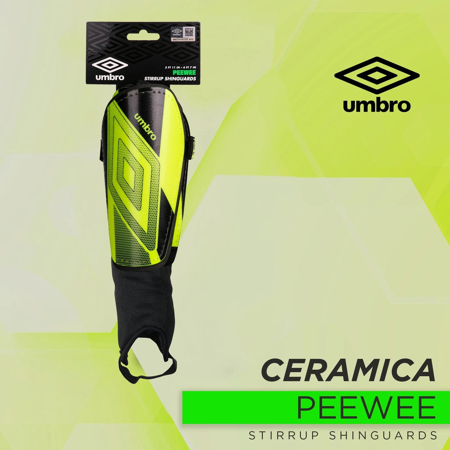 Ceramica Peewee Stirrup Soccer Shin Guards for Kids, Bright Yellow