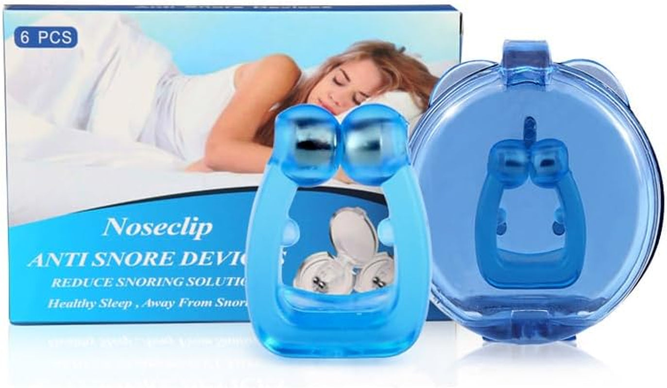 Magnetic Anti-Snore Nose Clip Device, High-Quality Silicone, Reusable Sleep Aid with Storage Case, 6 Pack