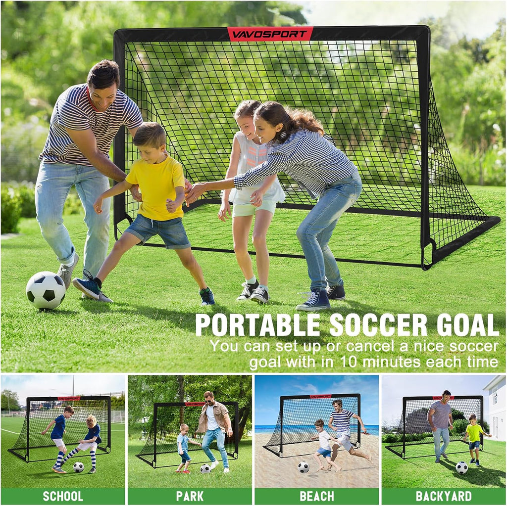 Soccer Goal, 2 of 6'X4' Kids Soccer Goals for Backyard Set, Portable Pop up Soccer Net, Practice Soccer Training Equipment with Ball, Cones for Toddler,Youth Sports Outdoor Games Yard Play