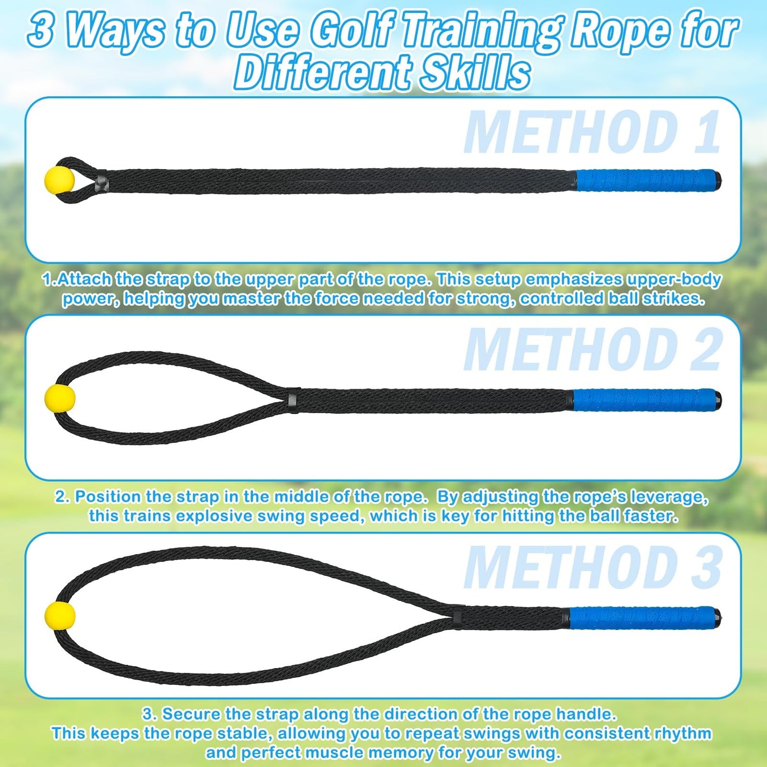 Heavier Premium Golf Rope Swing Trainer, Professional Golf Swing Rope Trainin...