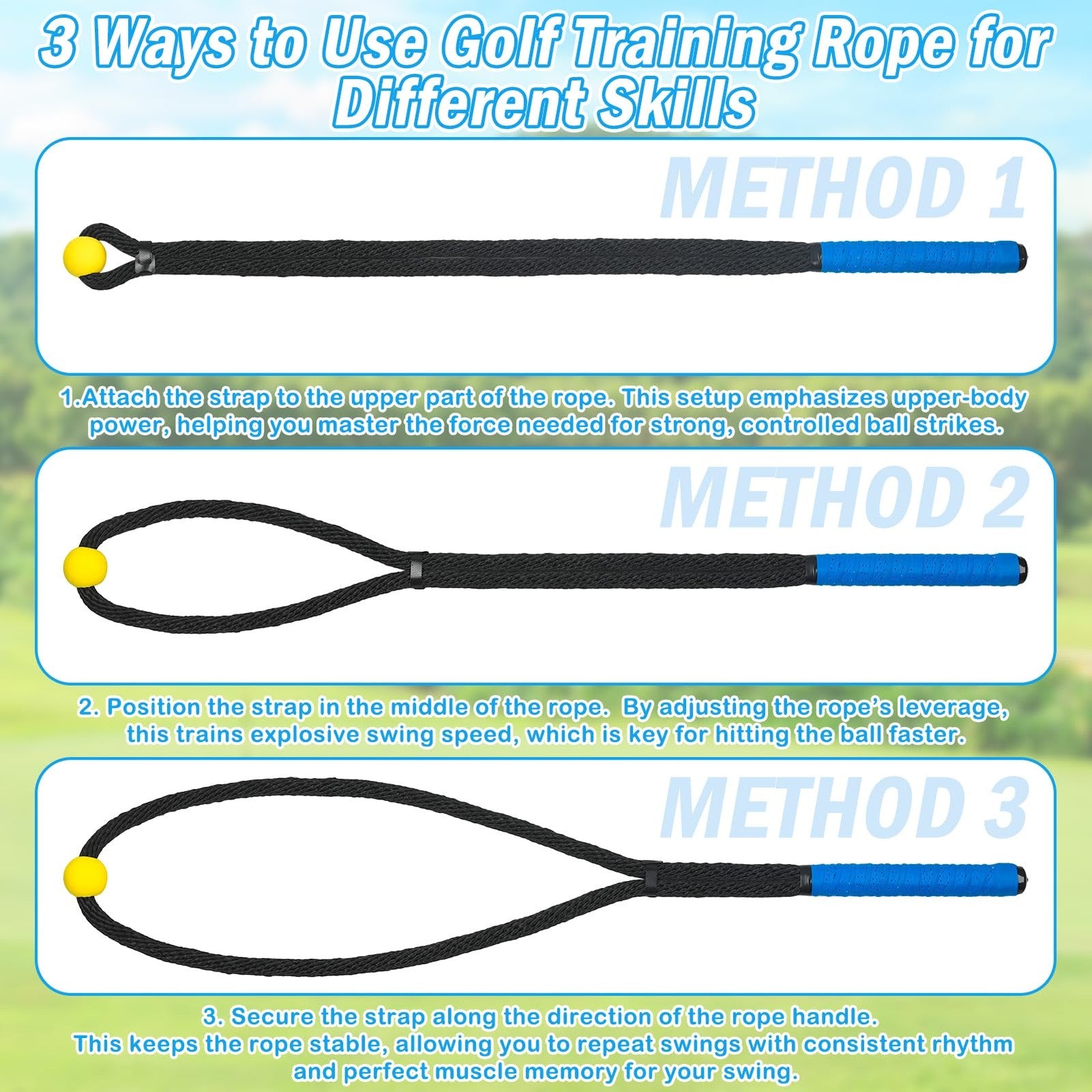 Heavier Premium Golf Rope Swing Trainer, Professional Golf Swing Rope Trainin...