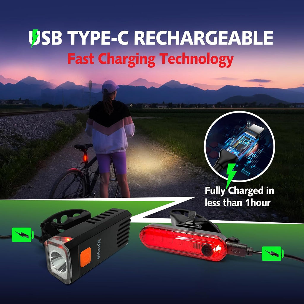USB-C Rechargeable Bike Lights Front and Rear(2Or4Or10Or20 Packs) Night Riding for Kids &Adults 3 Lights Modes Used as a Safety Indicator Light for Skateboards Strollers and Wheelchairs