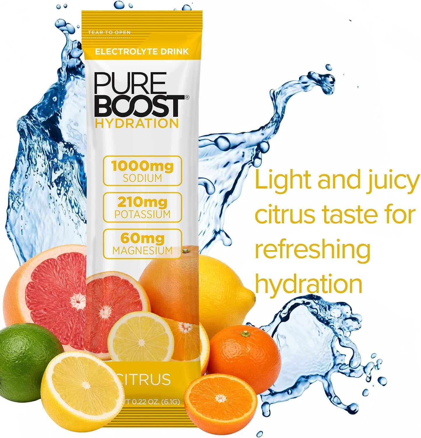 Sugar-Free Electrolyte Hydration Packets, Citrus 14Ct | Zero Calories, Fast Hydration Drink Mix with 1,000Mg Sodium, Potassium & Magnesium