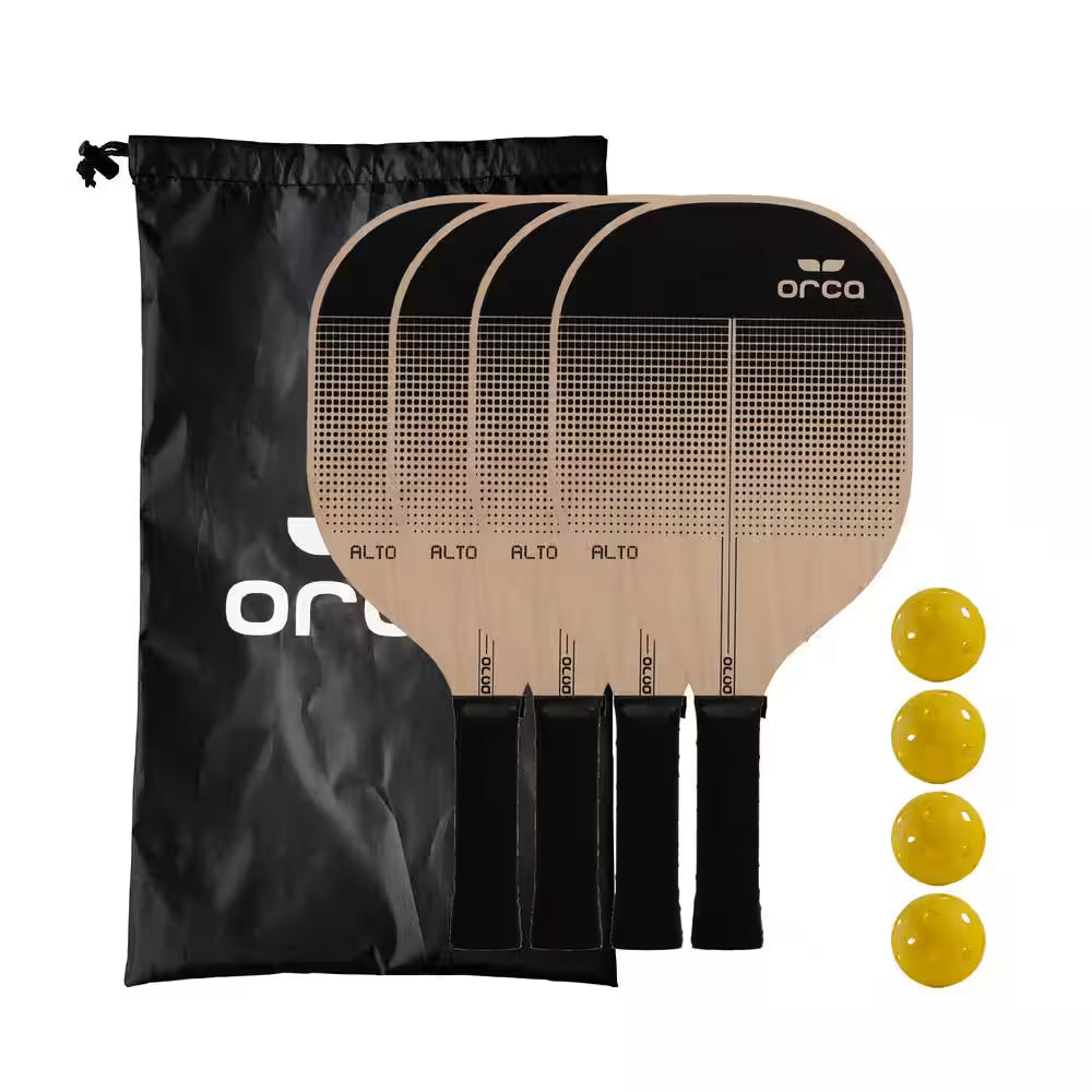 Alto 4-Pack Pickleball Paddle Wood Core Sports Series Set with Travel Bag and Indoor Balls