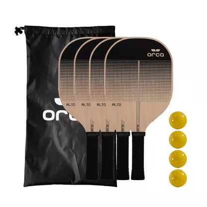 Alto 4-Pack Pickleball Paddle Wood Core Sports Series Set with Travel Bag and Indoor Balls