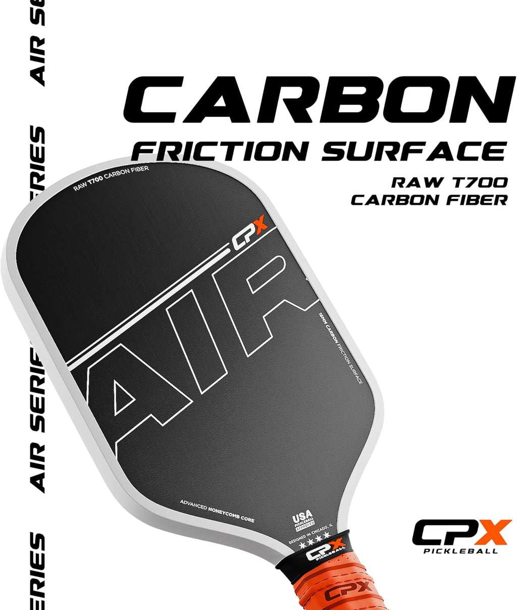 CPX Pro Carbon Fiber Pickleball Paddle - Professional Grade, Matte Finish, Honeycomb Core, Tennis Style Grip - Edgeless Paddle Designed in Chicago, USA