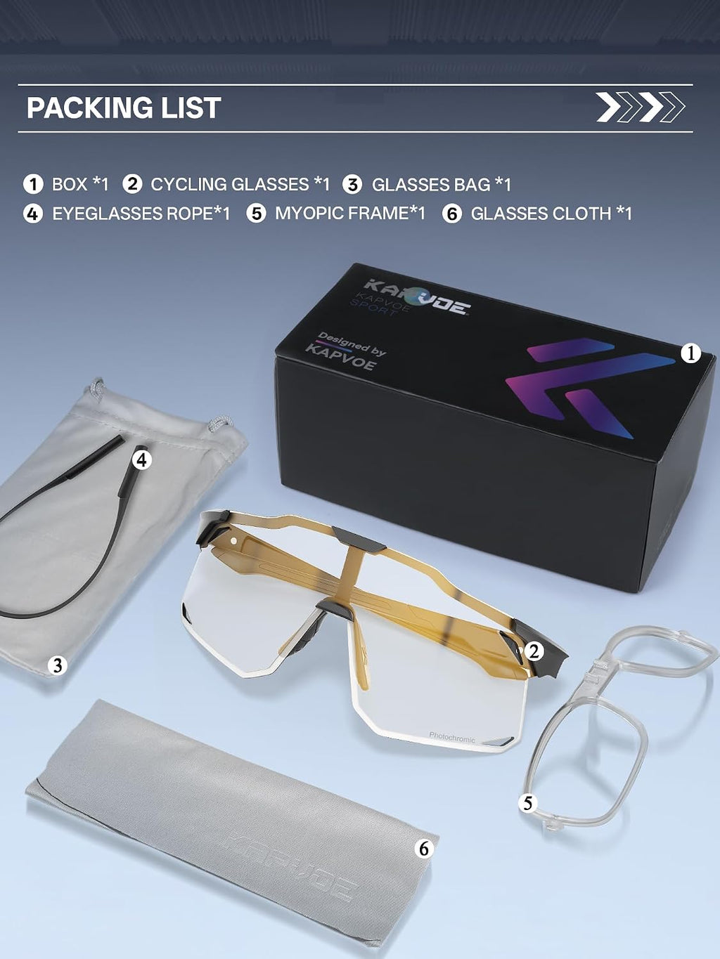 Photochromic Cycling Glasses Clear Mountain Bike Sports Sunglasses Men Women Transition MTB Triathlon K347