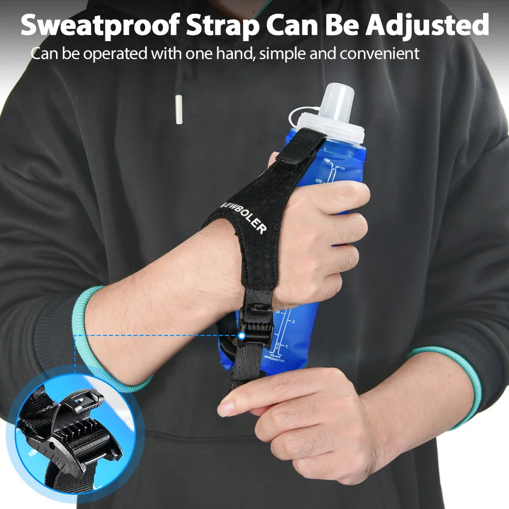 Ultra Lightweight Foldable Wristband 500Ml Water Bottle Outdoor Sports Water Bag Running Fixed anti Slip TPU Soft Water Bottle