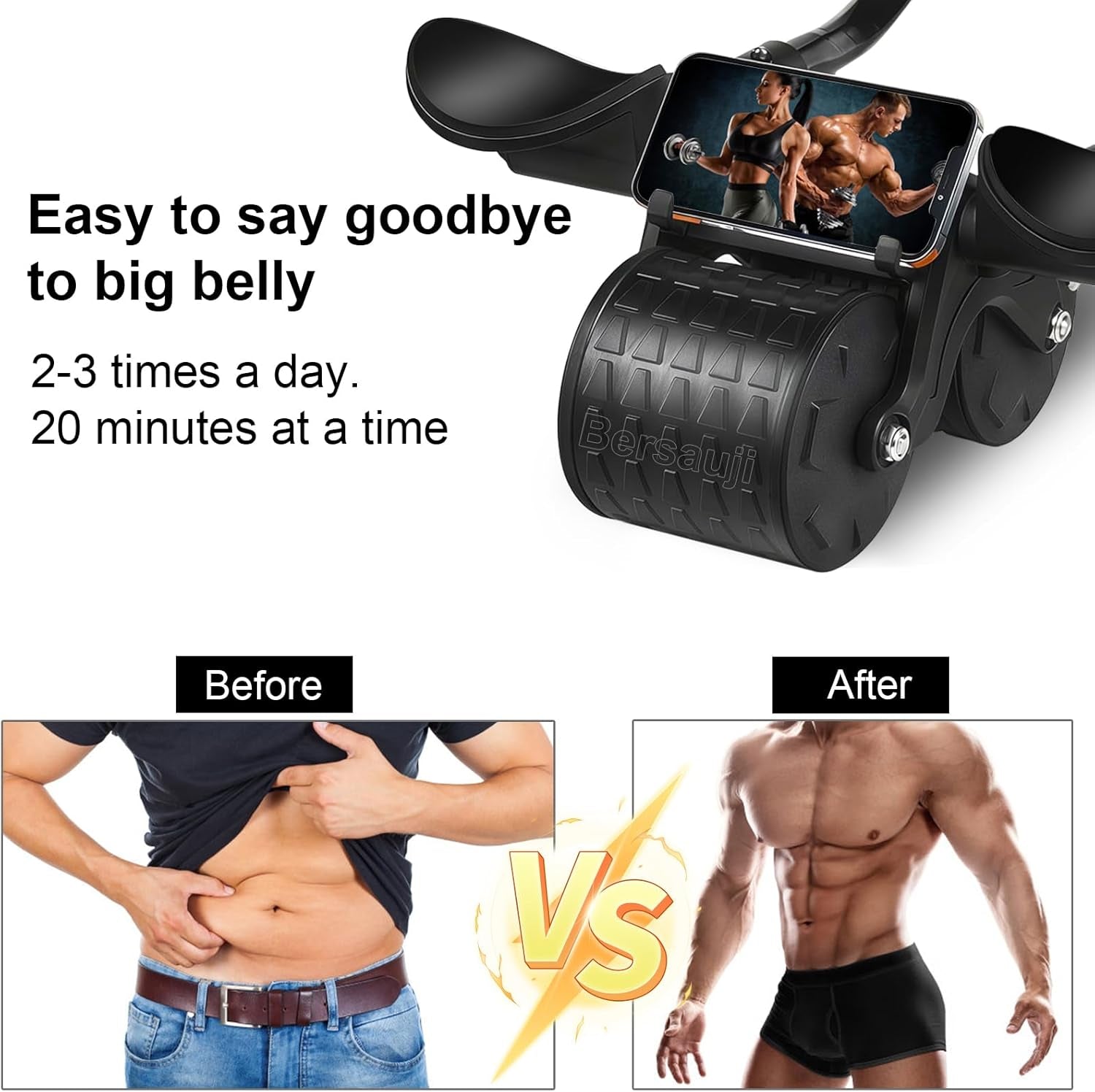 2026 Upgraded Ab Roller Wheel with Knee Mat &Timer - Automatic Rebound Abdominal Wheel with Elbow Support, Abs Workout Equipment for Core Strength Training, Ab Exercise Roller for Women Men