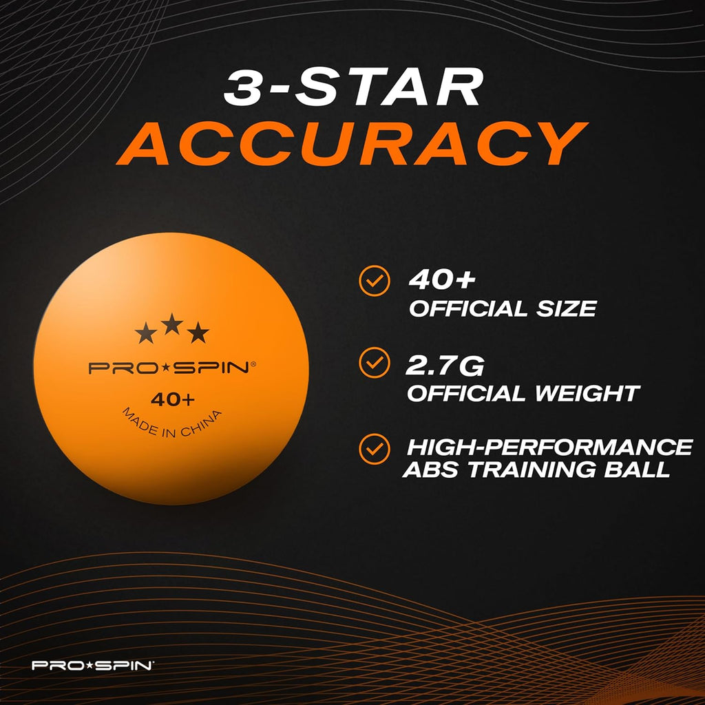 Ping Pong Balls - 3-Star Premium Orange Table Tennis Balls | High-Performance 40+ ABS Professional Quality | Ultimate Durability for Indoor & Outdoor Ping Pong Tables