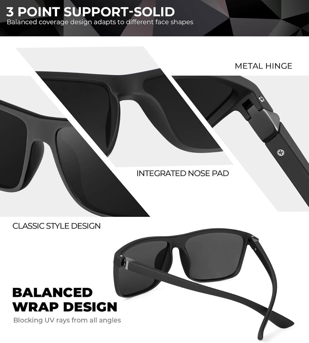 Polarized Mens Sun-Glasses Sunglasses-Men : Classic Sunglasses with UV Protection for Fishing Driving Golf