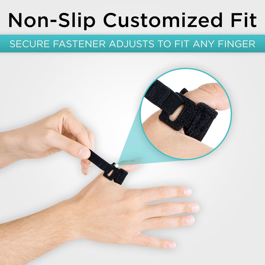 Trigger Finger Splint Support Brace for Straightening Curved, Bent | Locked & Stenosing Tenosynovitis Hands - Tendon Release & Pain Relief (2-Pack, Black) - HSA/FSA Approved