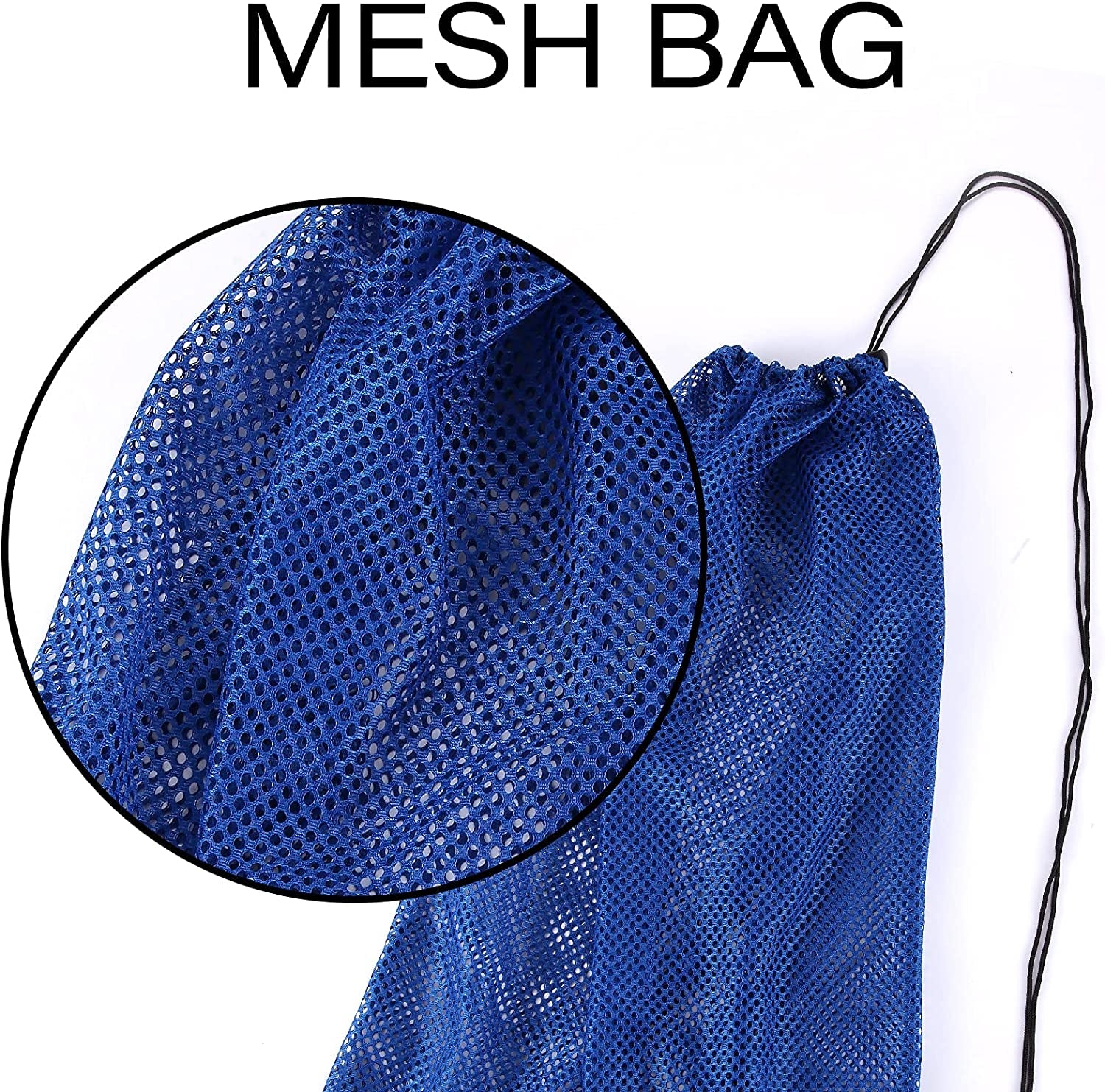 2 Packs Mesh Gear Bag for Snorkel Equipment, Oversized 18" X 27" Mesh Dive Bag Scuba Diving Snorkel Backpack for Snorkeling, Fins, Swimming Gear, Beach and Sports Equipment (Black & Blue)