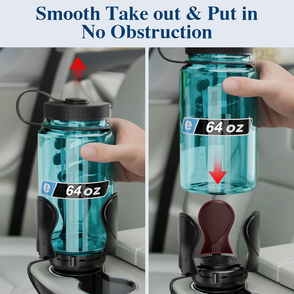 Car Cup Holder Expander, Cup Holder Extender Adapter with Expandable Arm and Adjustable Base, Compatible with Yeti Ramblers 14-64Oz, Hydro Flasks 18-64Oz Most Coffee Mugs Bottles & Cups