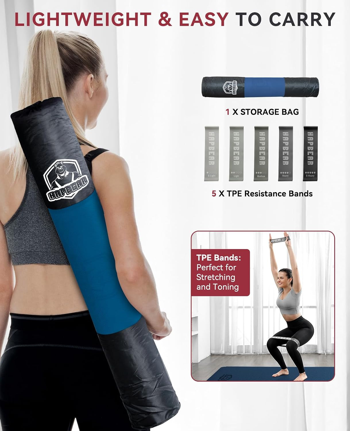 Large Yoga Mat - 72"X36"X6Mm (1/4 Inch), Extra Wide Non-Slip Exercise Mat for Home Workout, Yoga, Pilates & Stretching, Durable, Includes Carry Bag