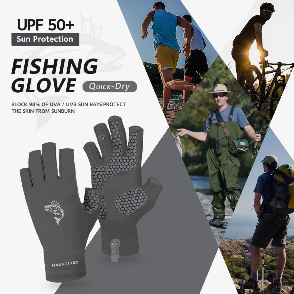 Unisex UV Protective Fingerless Gloves UPF 50+ Sun Glove for Outdoor Fishing Cycling Hiking Driving Kayaking