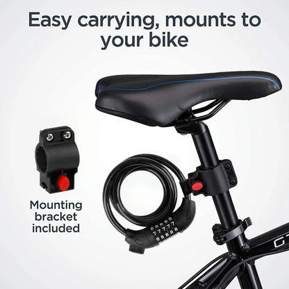 Bike Lock with Combination 4 Ft Bicycle Lock Secure 5 Digit Resettable Cable Lock