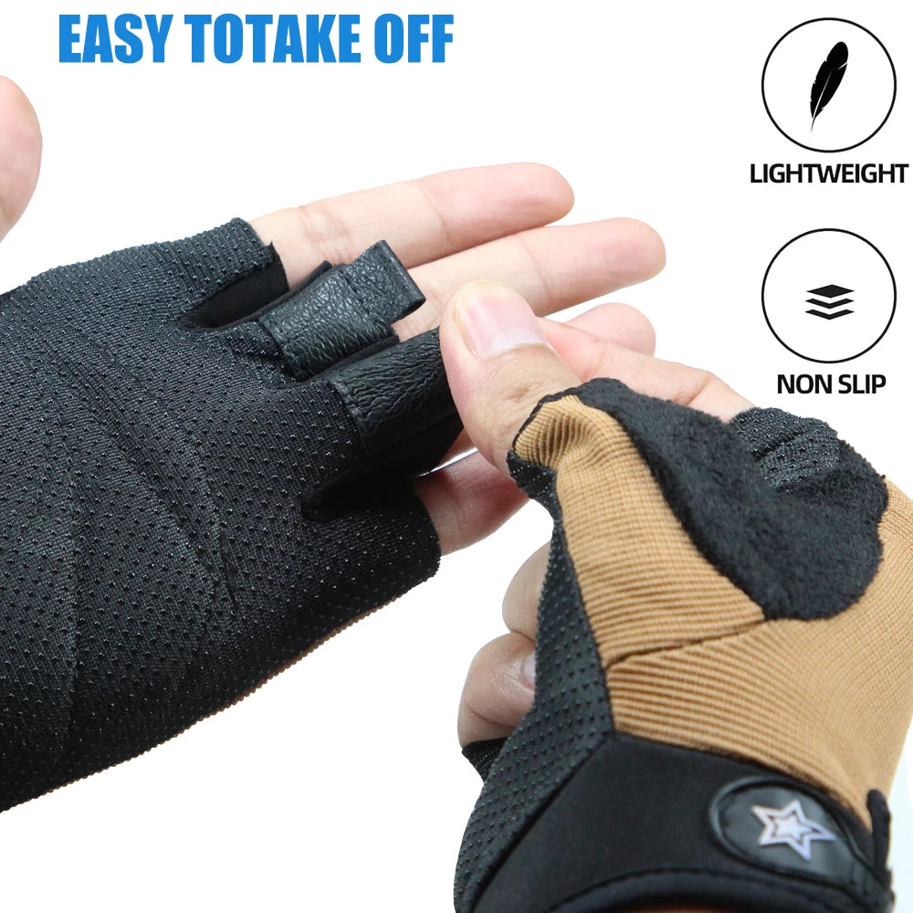 1Pair Fingerless Sports Gloves, Men Women Cycling Gloves, Anti-Slip Breathable Motorcycle Mountain Bike Gloves Workout Gloves