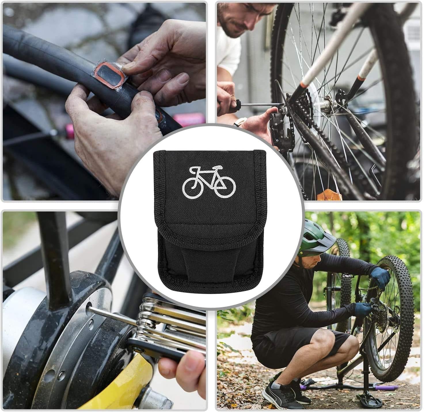 Multi-Function Bike Cycling Mechanic Repair Kit with 3Pc Tire Lever 5Pc Tyre Patches Tire Rasp Work Bag
