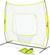 7X7 Ft Baseball and Softball Practice Net with Bow Frame | Includes Strike Zone Target and Carry Case. Bow Frame Sets up Fast for Hitting and Pitching Practice in the Yard or Field.