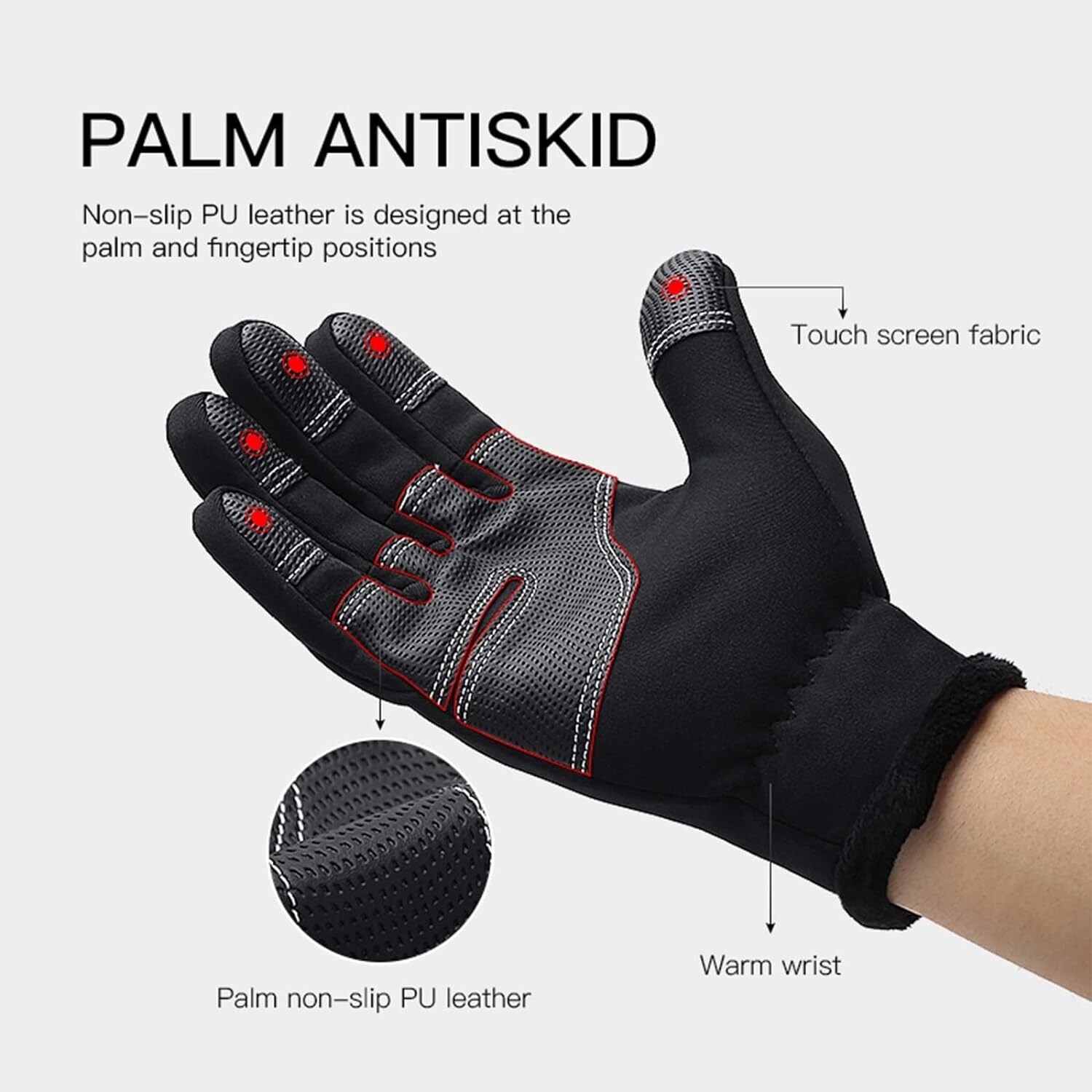 Winter Cycling Gloves Touch Screen Windproof Warm Anti-Slip Gloves for Men Women