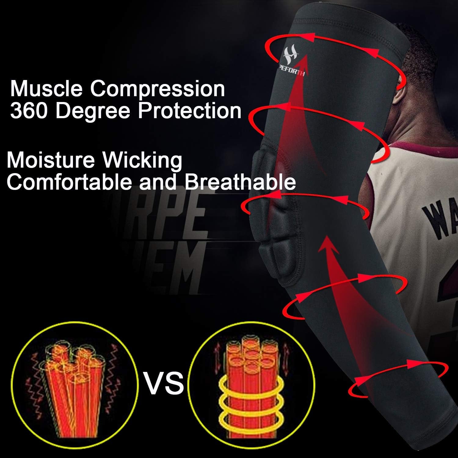 2PCS Padded Elbow Sleeves Compression Arm Protective Support
