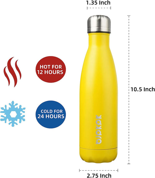 17Oz Insulated Stainless Steel Water Bottles,Sports Water Bottles Keep Cold for 24 Hours and Hot for 12 Hours,Bpa Free for Travel,Goldenrod