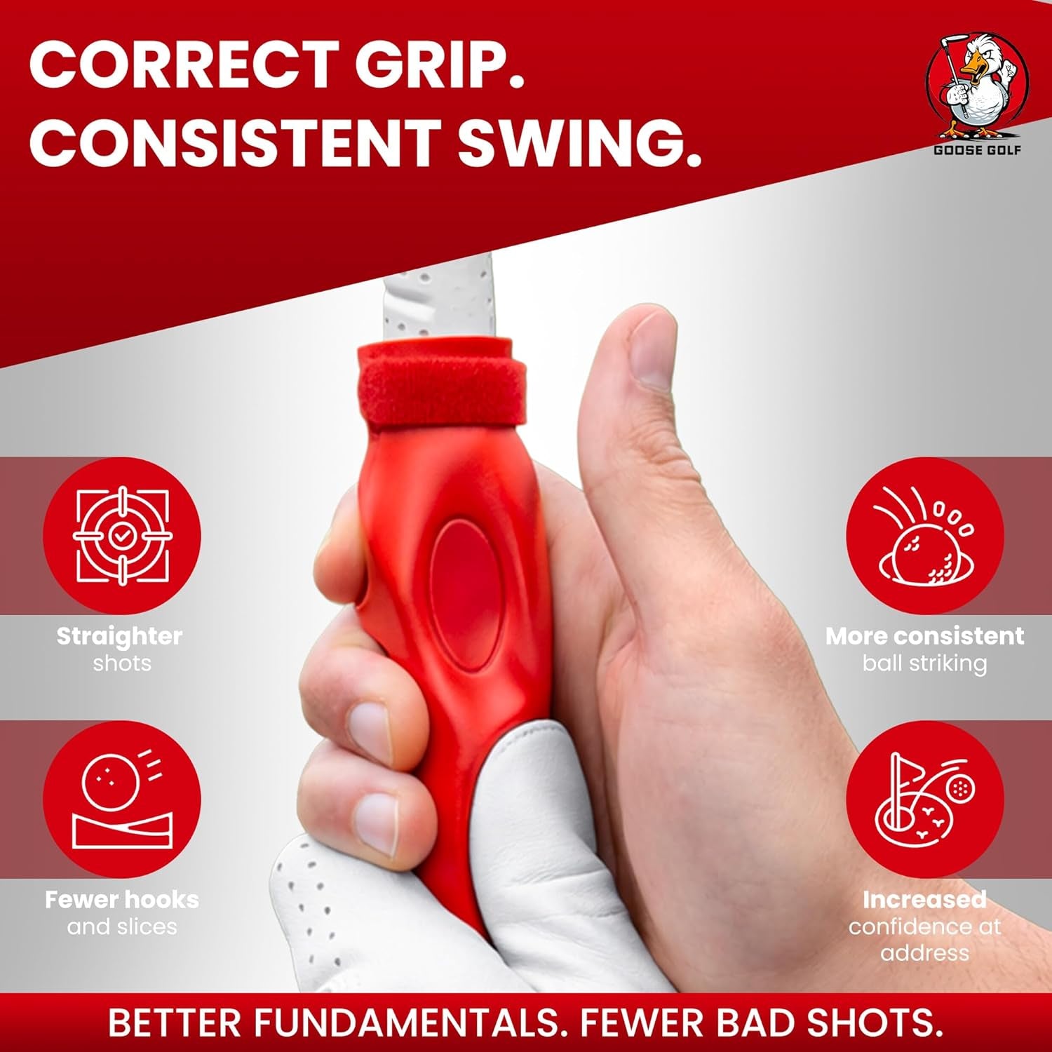 Golf Grip Trainer – Golf Training Aid for Correct Hand Positioning, Fits All Golf Clubs, Build Proper Grip Fundamentals for Consistent Practice
