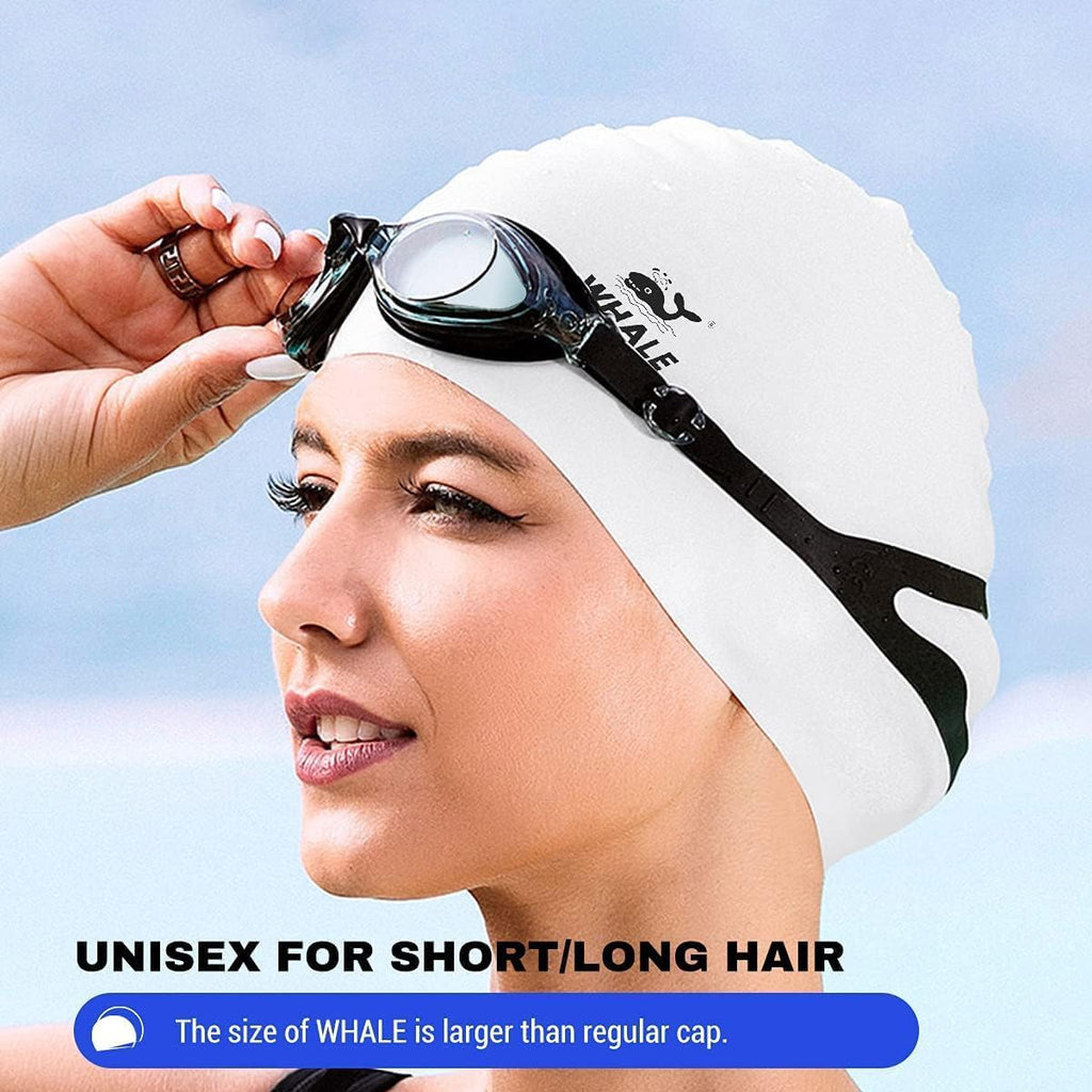 Extra Large Swim Cap for Women Men | Durable Silicone Swim Cap with Ear Protection, Unisex Adults, Fits Long Thick Curly Hair, Dreadlocks, Braids, Weaves, Afro